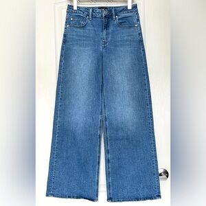 Quince Bella Stretch High Rise Wide Leg Jeans Seaside Blue 27 Organic Cotton 70s